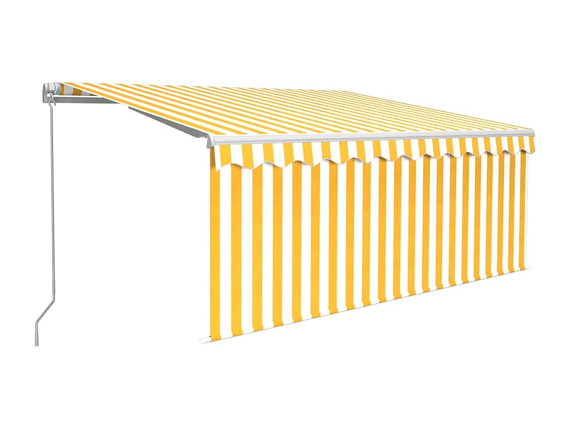 Tenda Sole Retrattile Manuale Parasole LED 3x2,5m Gialla Bianca