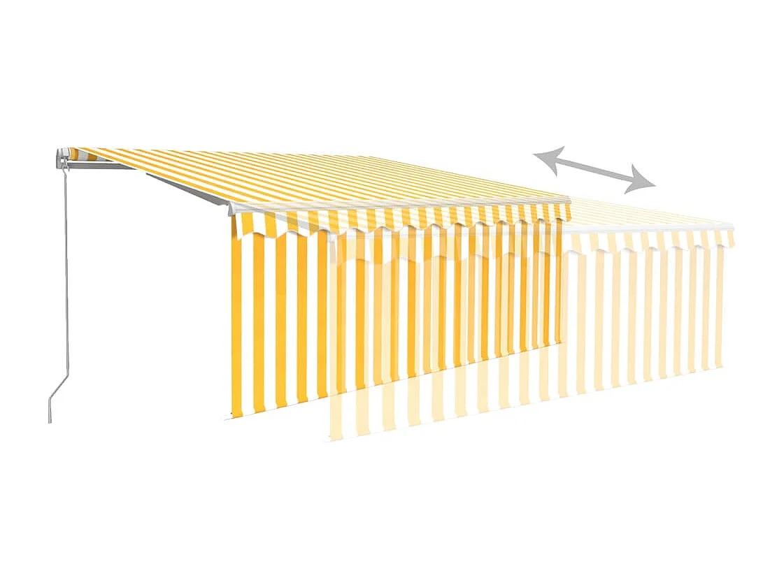 Tenda Sole Retrattile Manuale Parasole LED 3x2,5m Gialla Bianca
