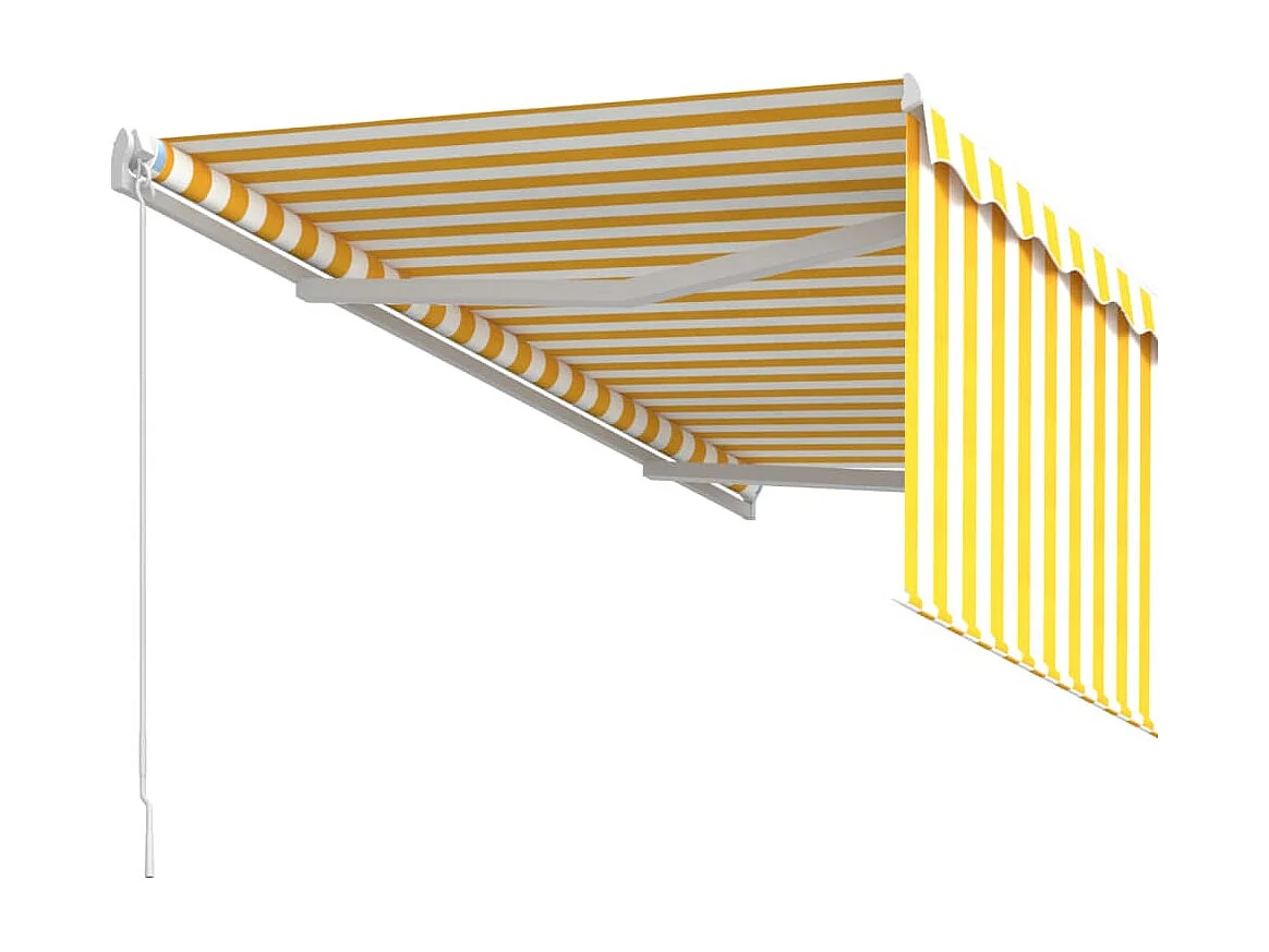 Tenda Sole Retrattile Manuale Parasole LED 3x2,5m Gialla Bianca