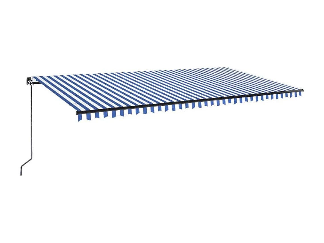 Auvent manuel rétractable avec LED 600x300 cm Bleu et blanc