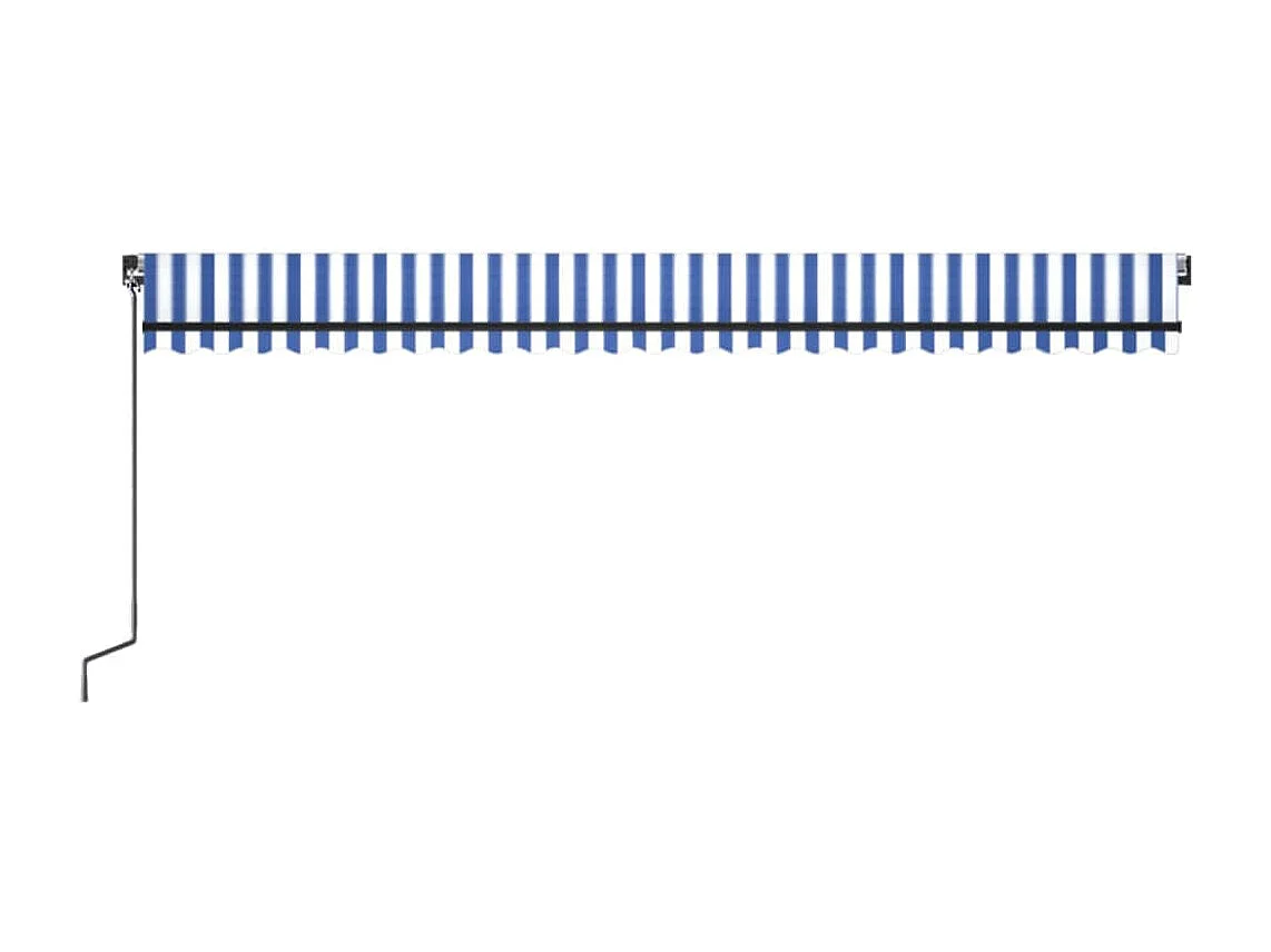 Auvent manuel rétractable avec LED 600x300 cm Bleu et blanc