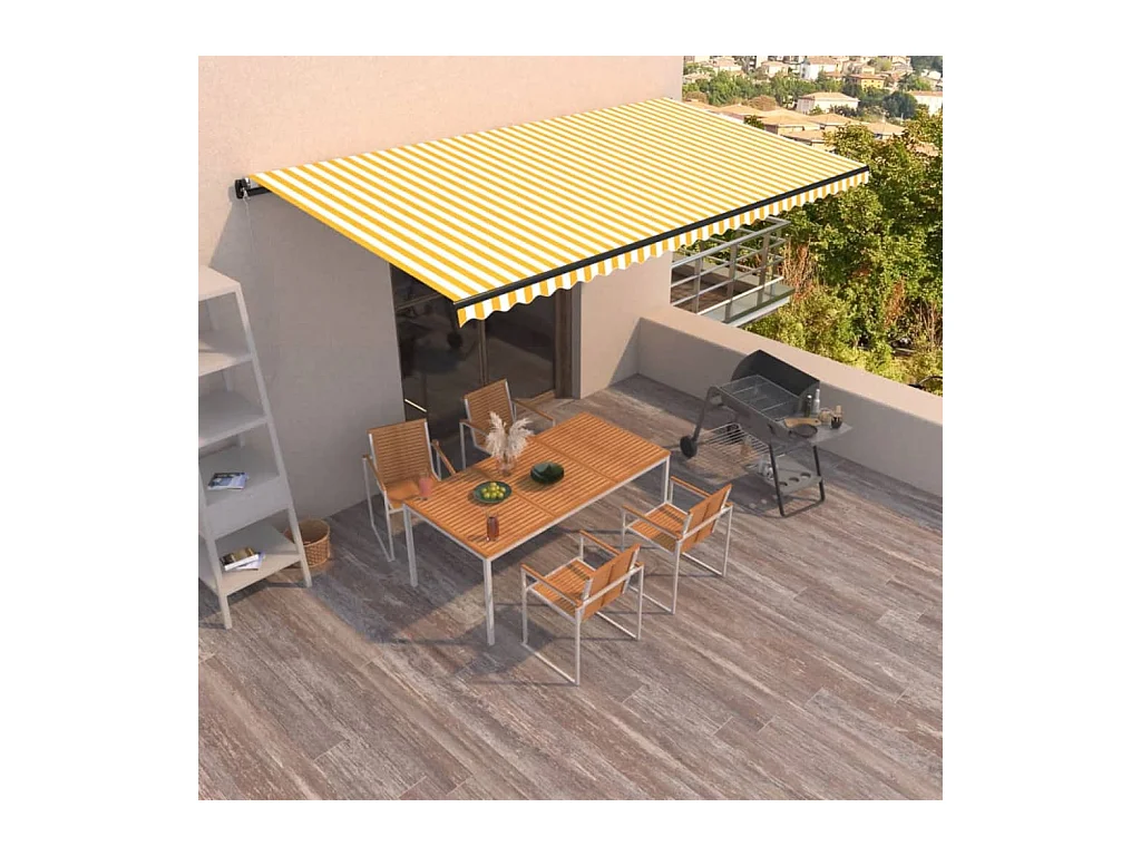 Tenda da Sole Retrattile Manuale 600x350 cm Gialla e Bianca