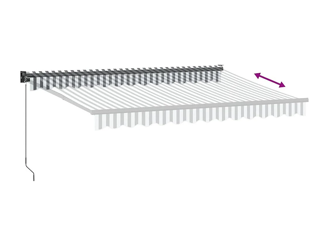 Auvent rétractable anthracite et blanc 3,5x2,5m tissu/aluminium