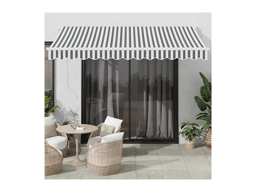 Auvent rétractable anthracite et blanc 3,5x2,5m tissu/aluminium