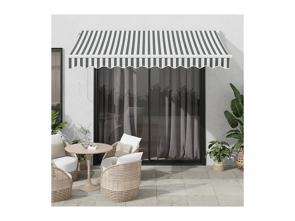 Markise Einziehbar Anthrazit und Weiß 3x2,5 m Stoff & Aluminium