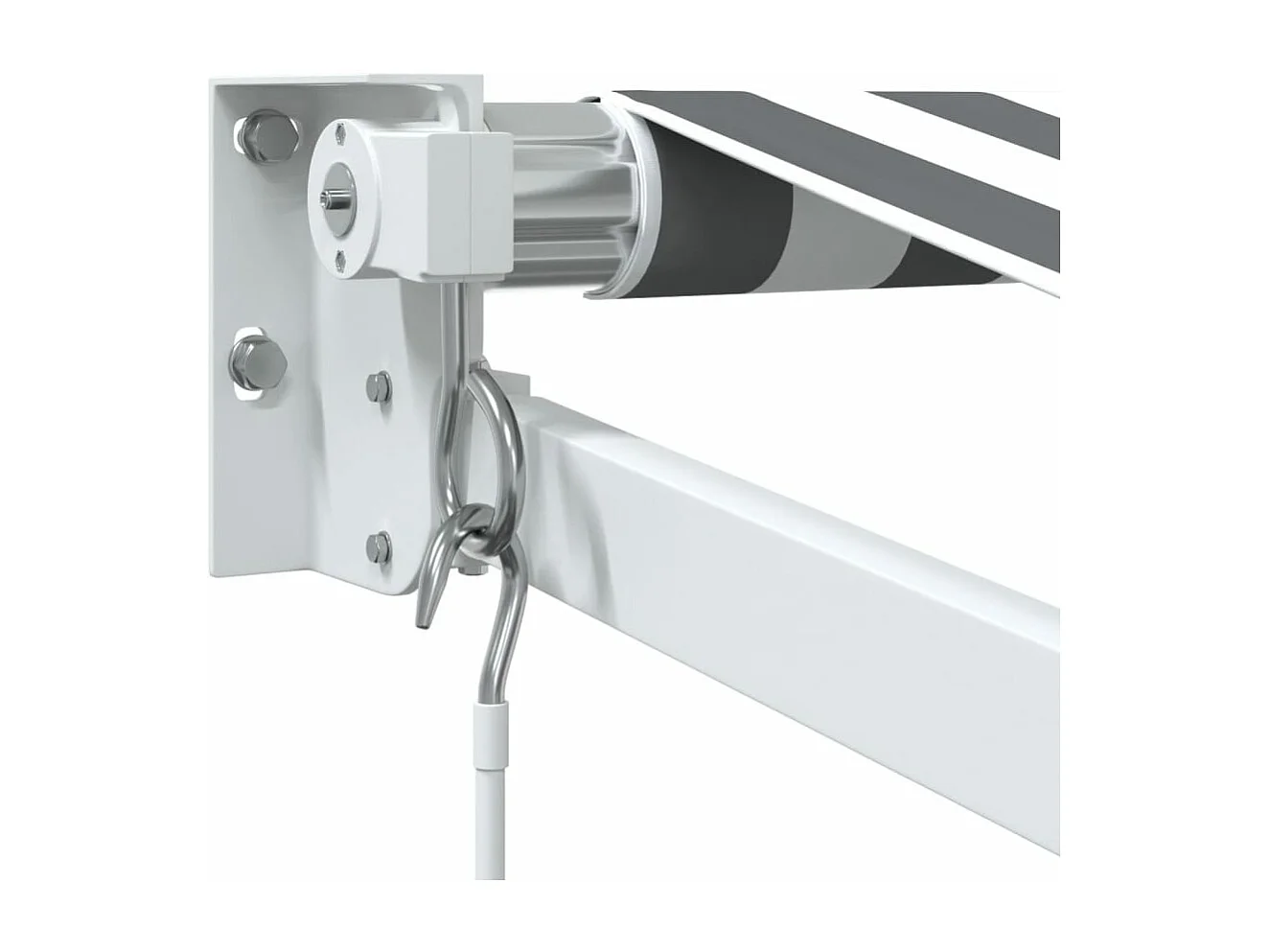 Toldo retrátil 3x2,5 m tecido e alumínio antracite e branco