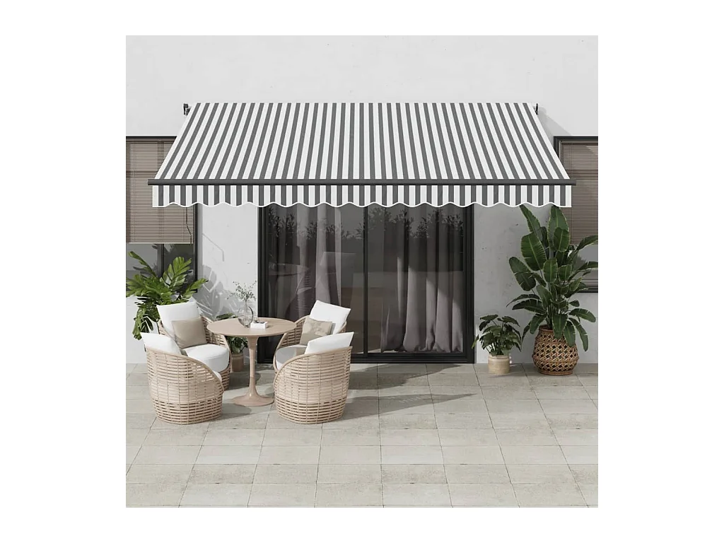 Auvent manuel rétractable anthracite et blanc 400x350 cm
