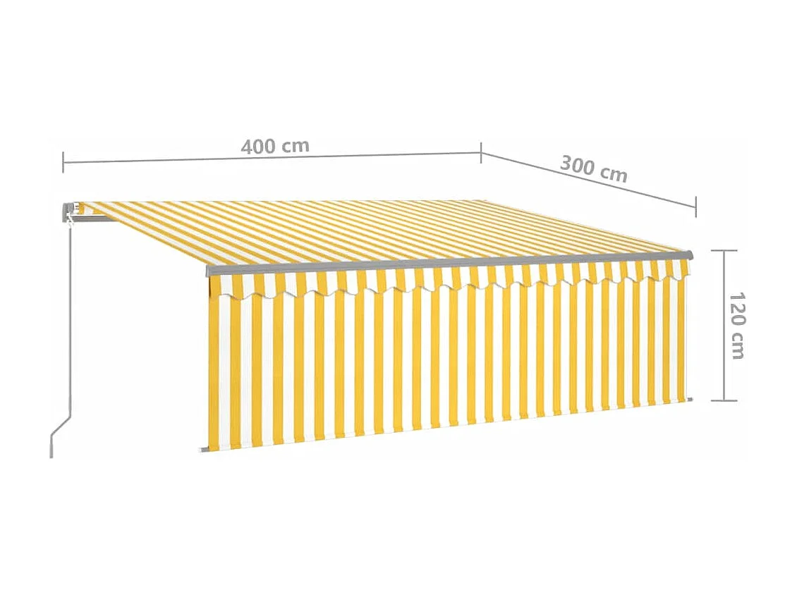 Toldo manual retráctil con persiana y LED amarillo blanco 4x3 m