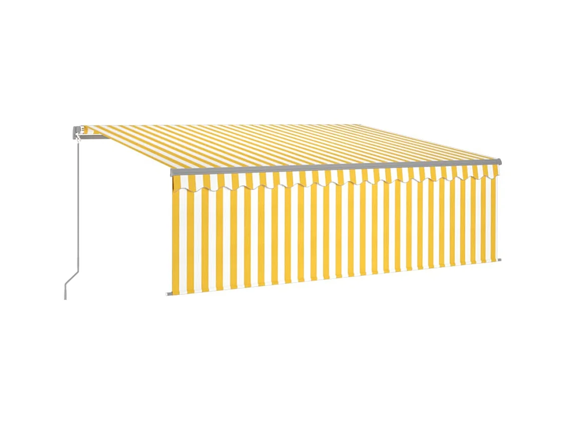 Auvent manuel rétractable avec store et LED 4x3m Jaune et blanc