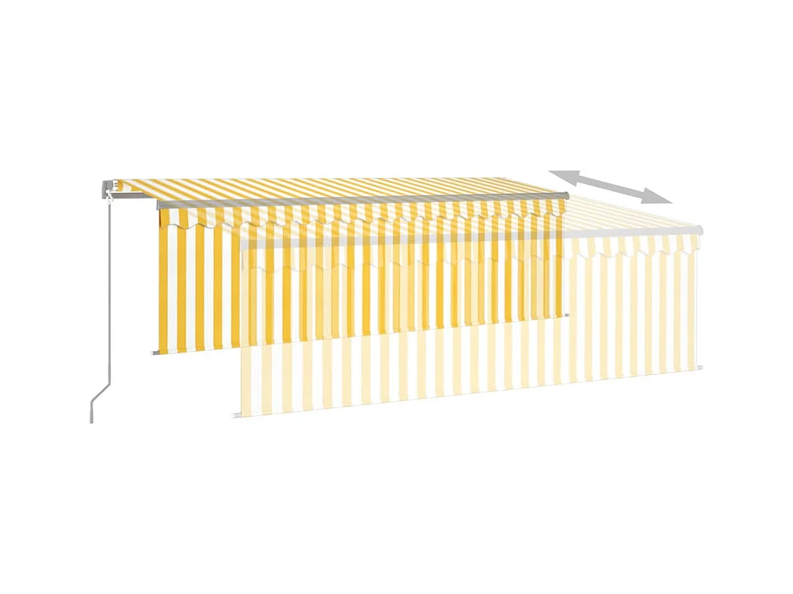 Auvent manuel rétractable avec store et LED 4x3m Jaune et blanc