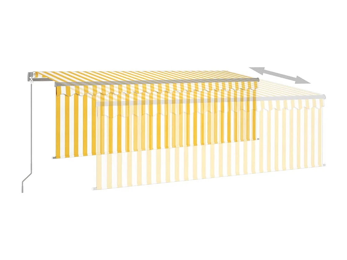 Auvent manuel rétractable avec store et LED 4x3m Jaune et blanc