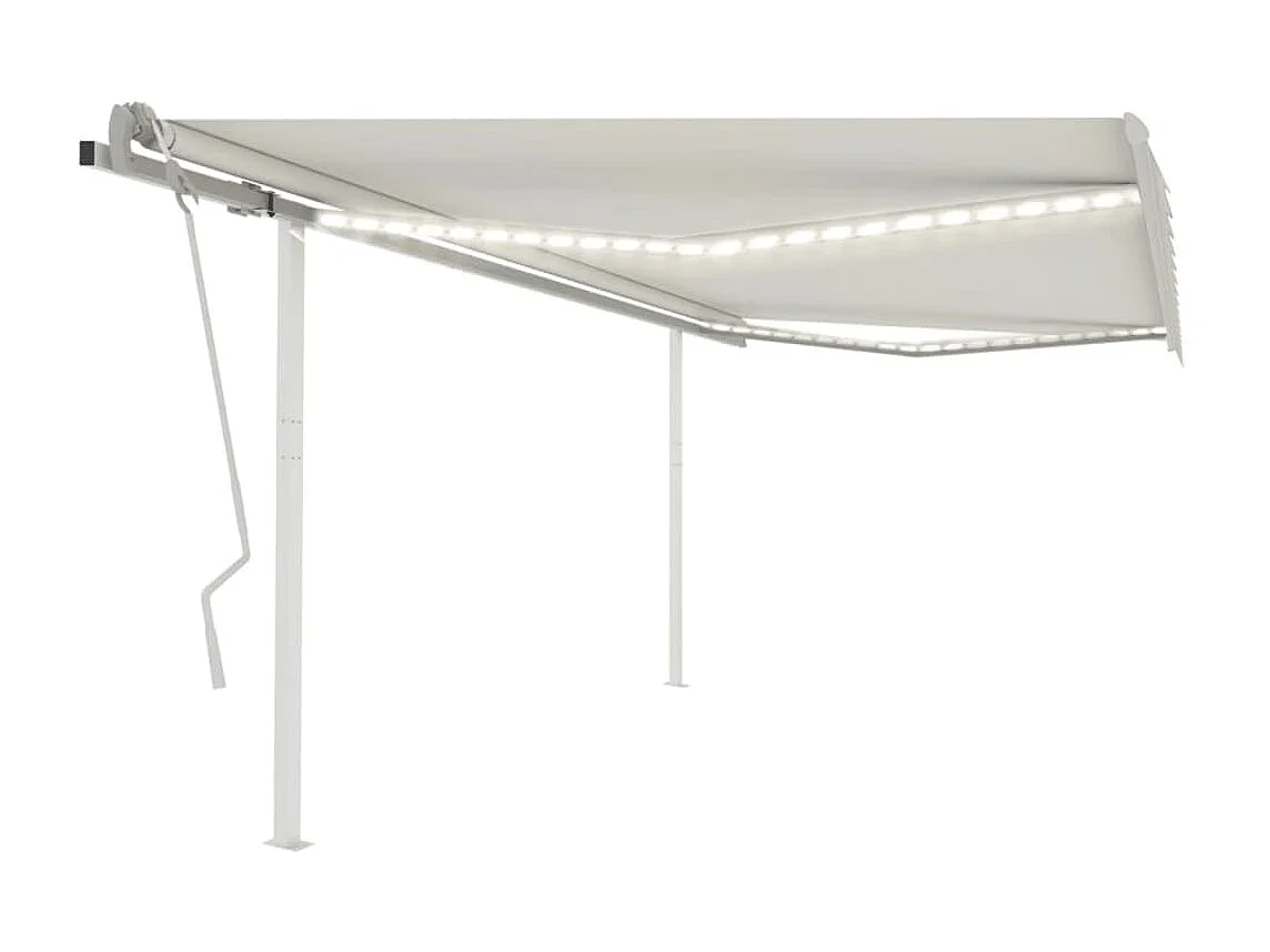 Auvent manuel rétractable avec LED 4,5x3 m Crème