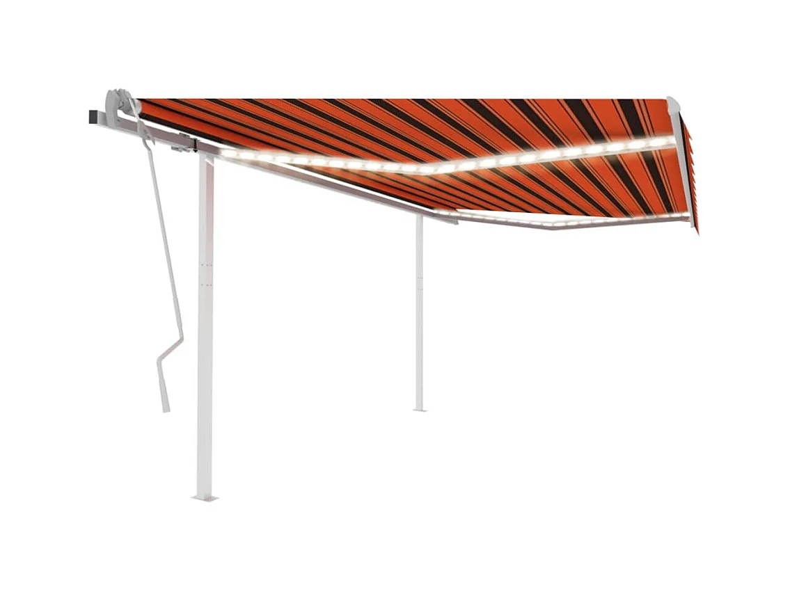 Auvent manuel rétractable avec LED 4,5x3 m Orange et marron