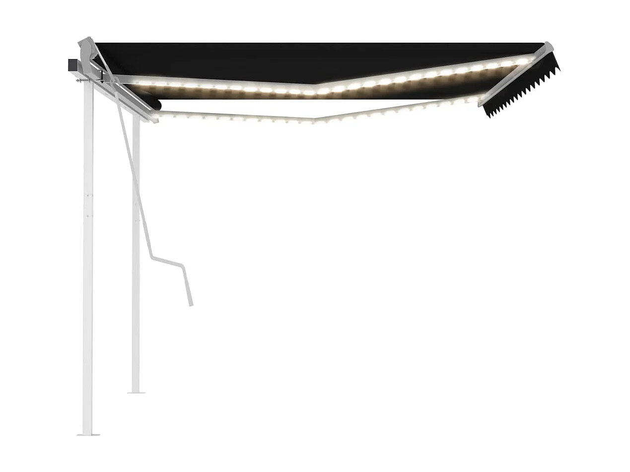 Toldo retráctil manual con luz LED gris antracita 4,5x3 m