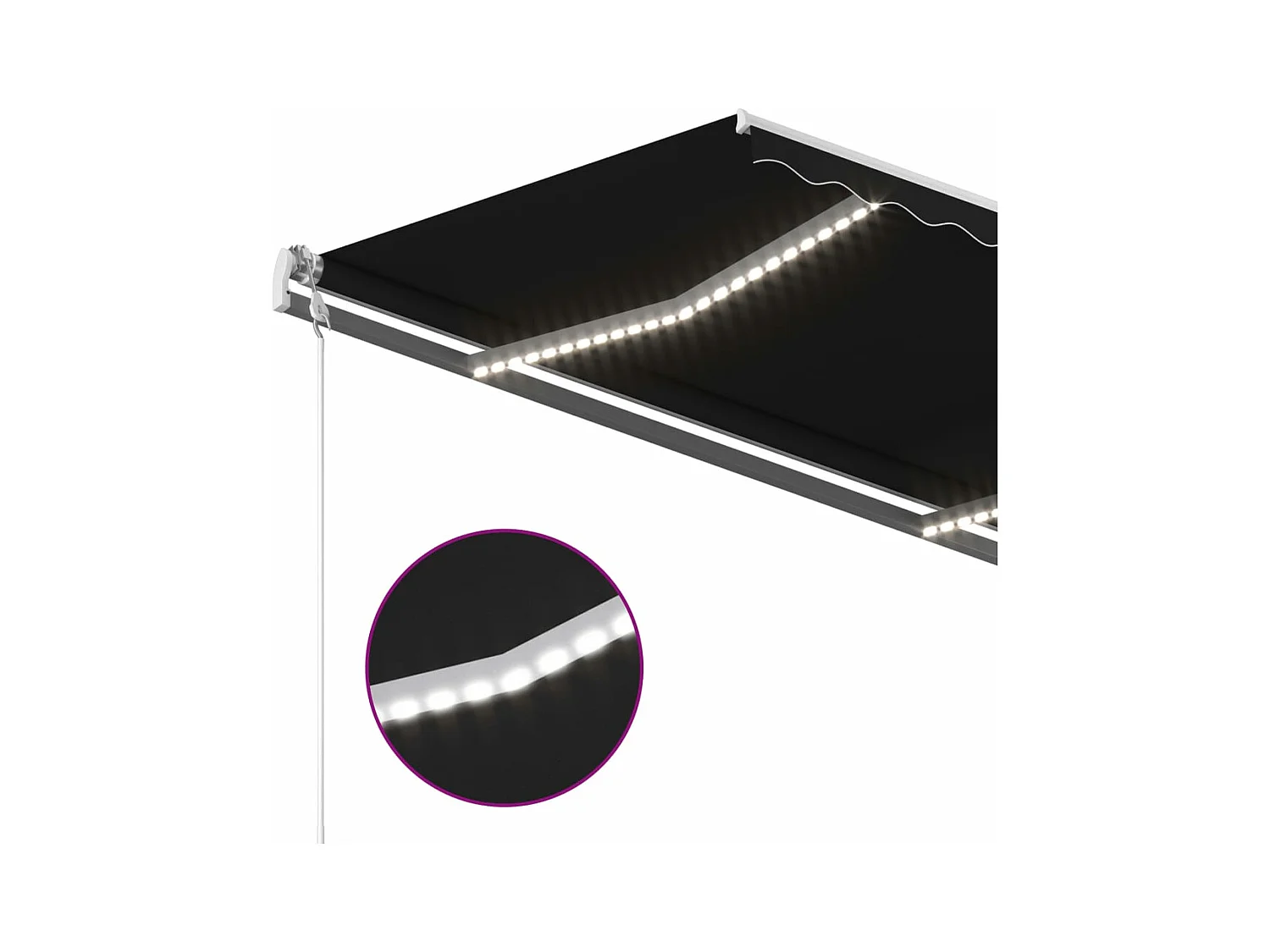 Toldo retráctil manual con luz LED gris antracita 4,5x3 m