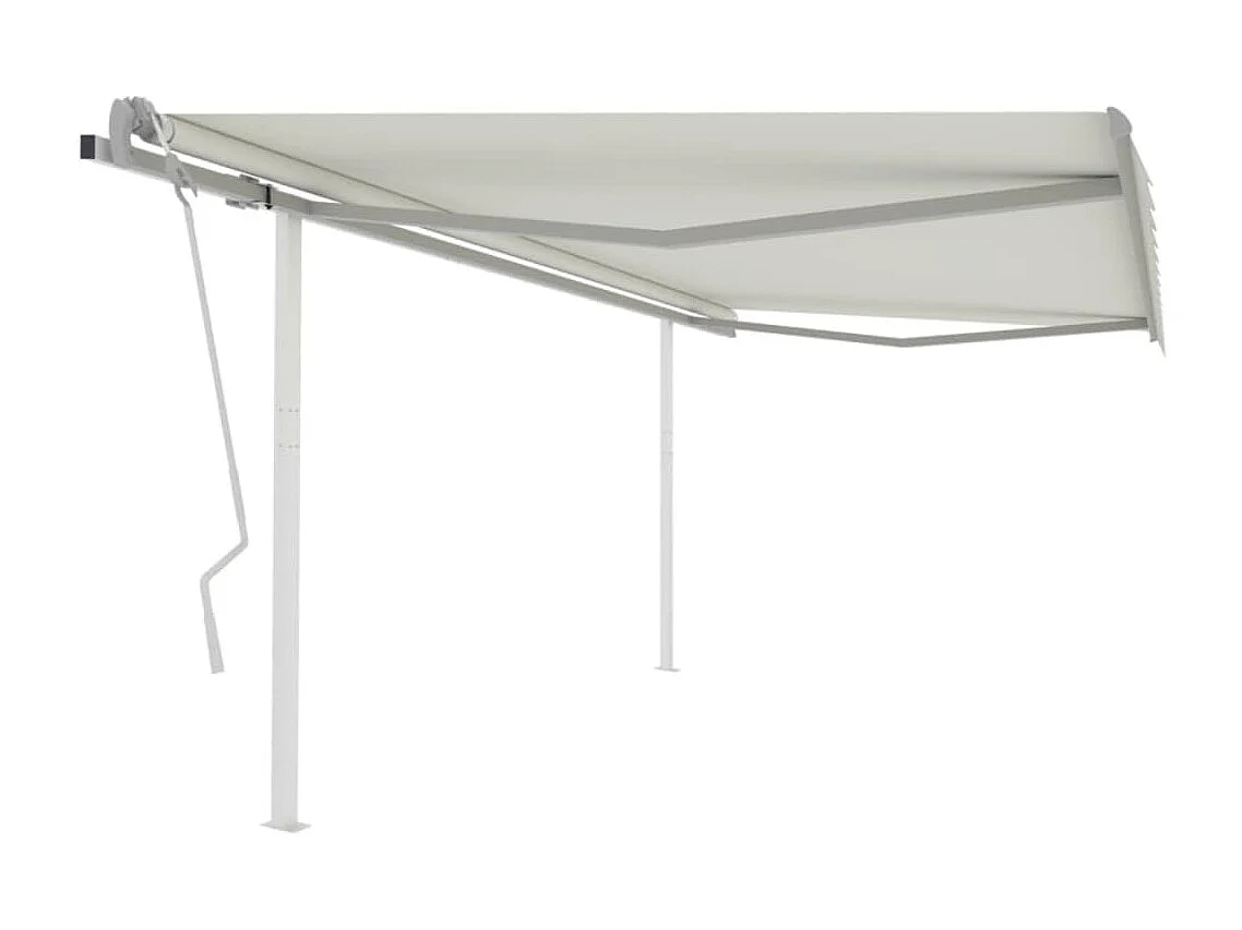 Auvent manuel rétractable avec poteaux 4,5x3 m Crème