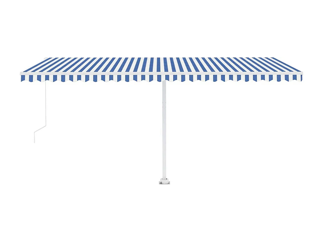 Toldo de pie retráctil manual azul y blanco 500x300 cm