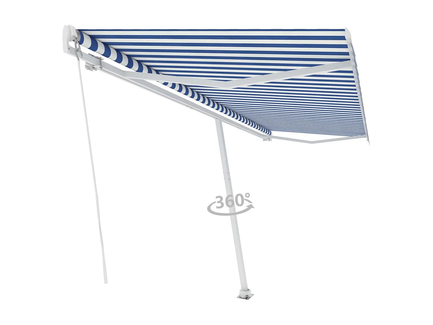 Luifel vrijstaand handmatig uittrekbaar 500x300 cm blauw en wit