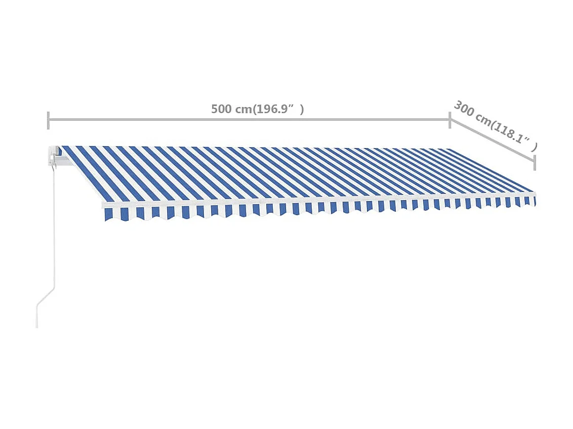 Luifel vrijstaand handmatig uittrekbaar 500x300 cm blauw en wit