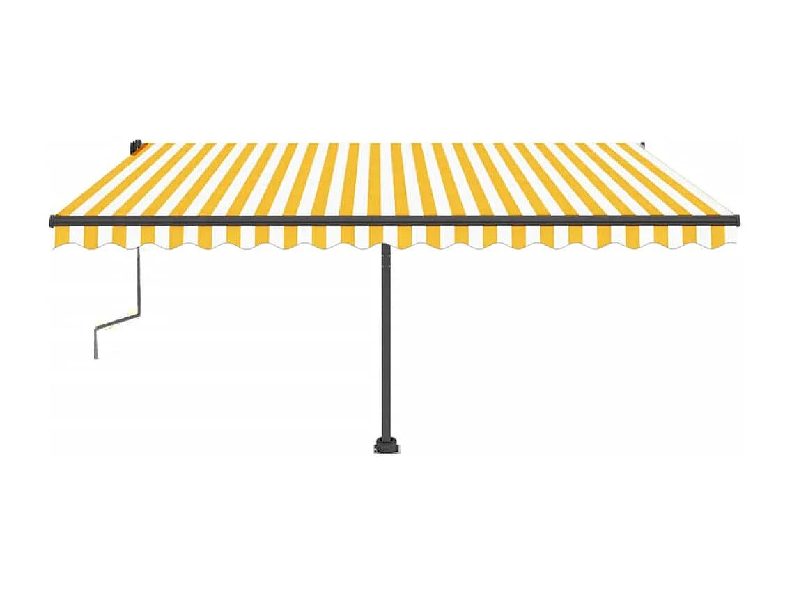 Auvent manuel rétractable sur pied 450x350 cm Jaune/Blanc