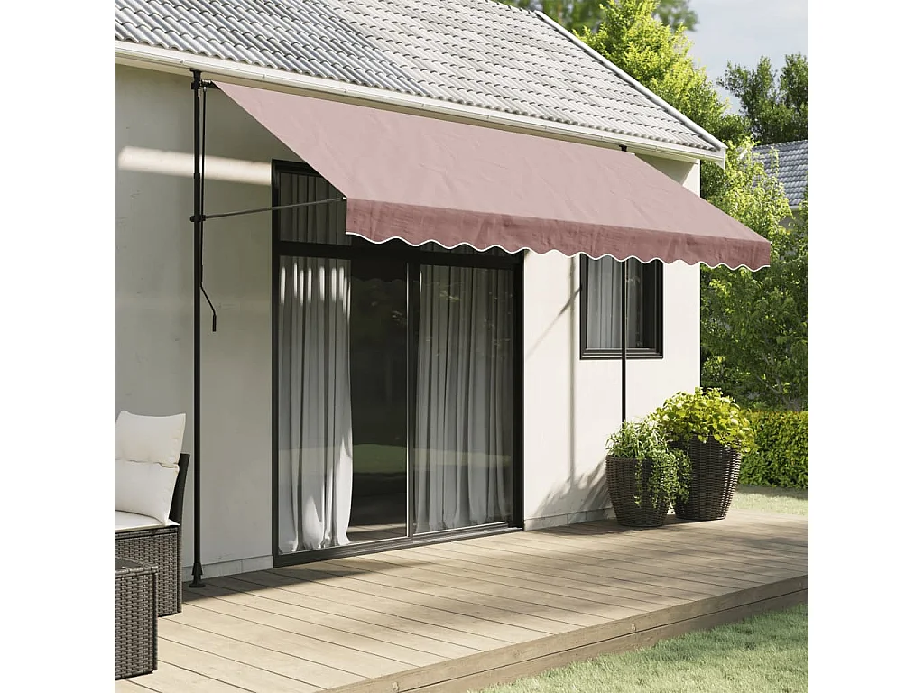 Tissu de remplacement de cantonnière d’auvent rayure marron