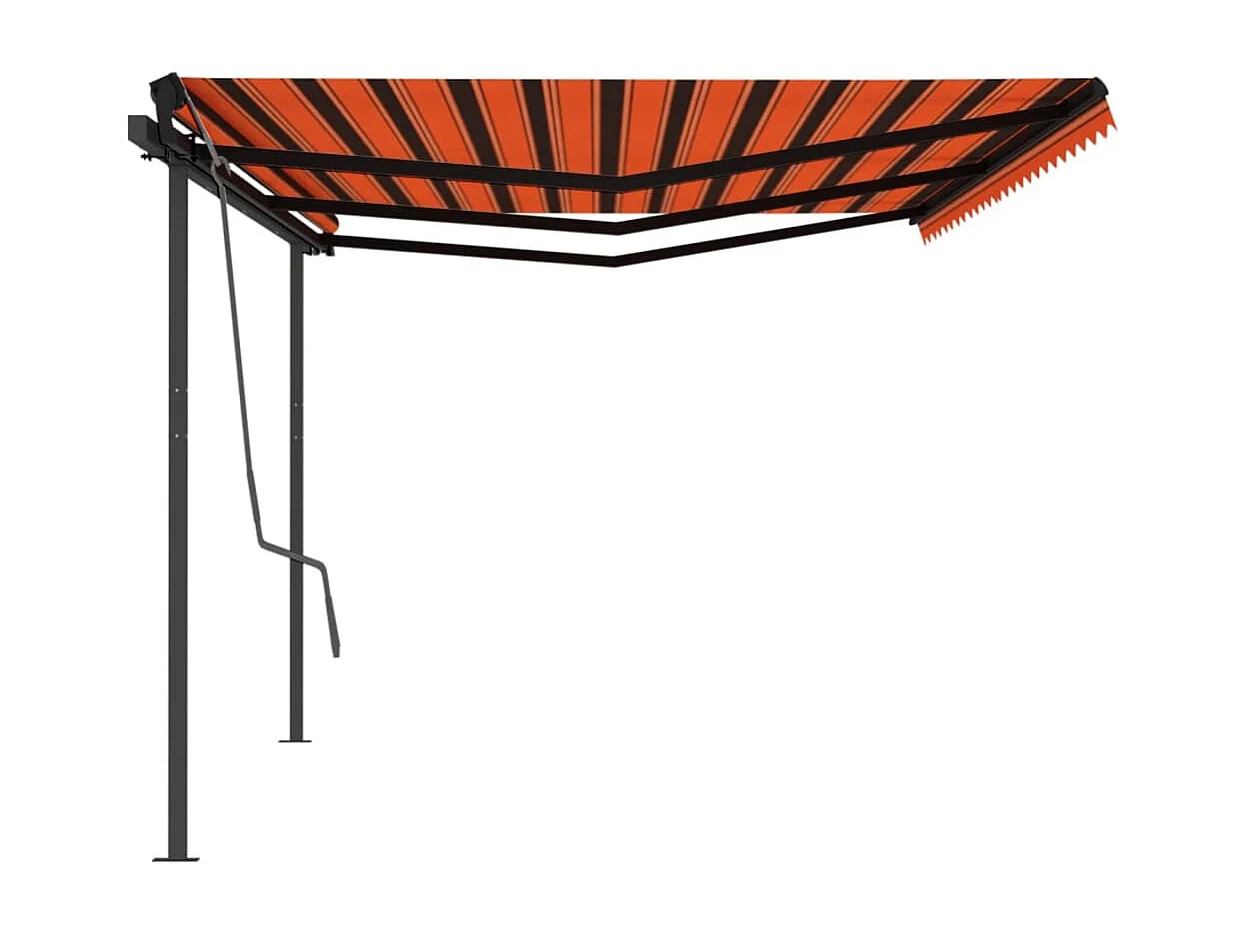 Auvent manuel rétractable avec poteaux 6x3 m Orange et marron
