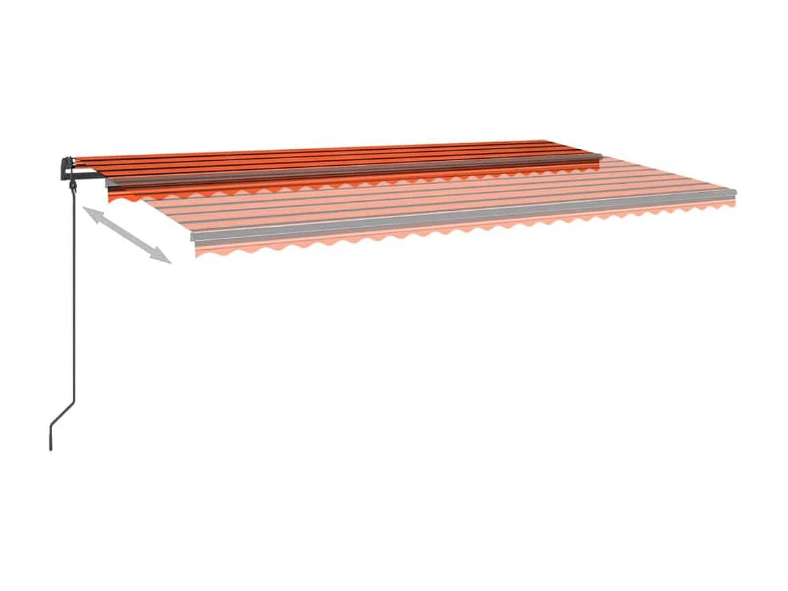 Auvent manuel rétractable avec poteaux 6x3 m Orange et marron