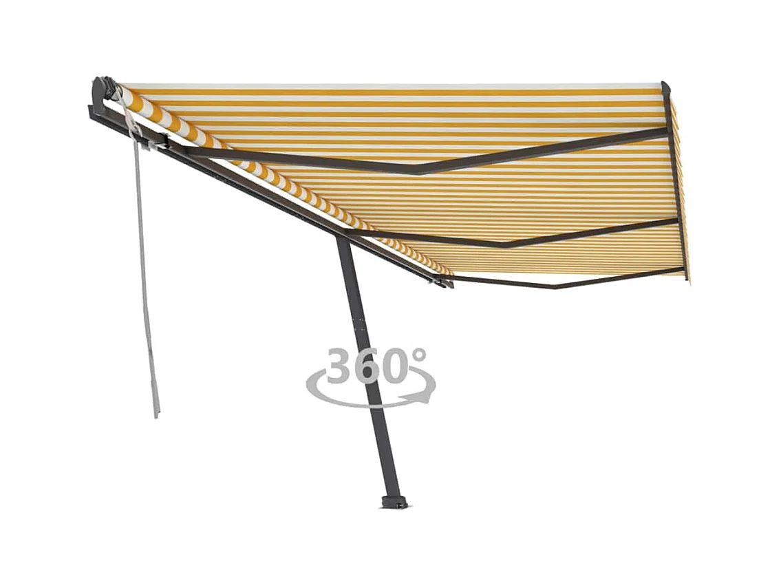Auvent manuel rétractable sur pied 600x300 cm Jaune/Blanc