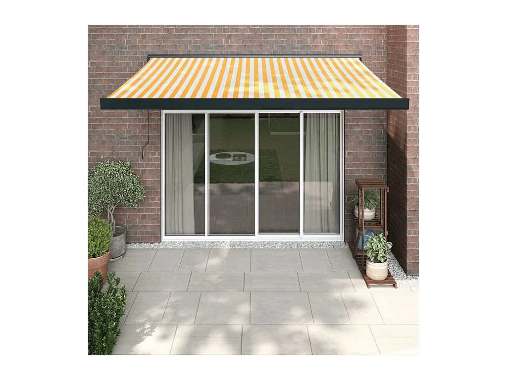 Tenda Retrattile Gialla e Bianca 3x2,5 m in Tessuto e Alluminio