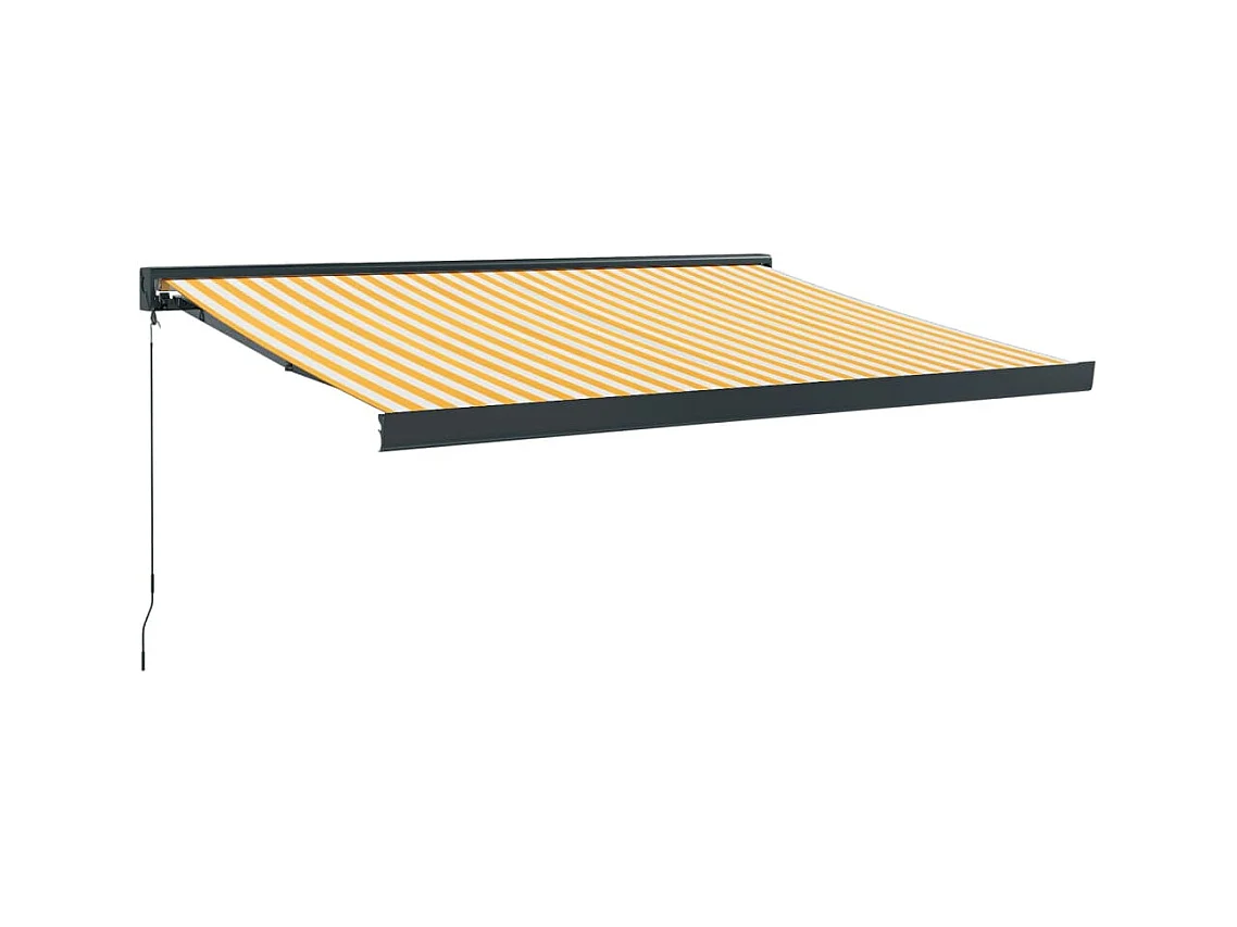 Markise Einziehbar Gelb und Weiß 3x2,5 m Stoff und Aluminium