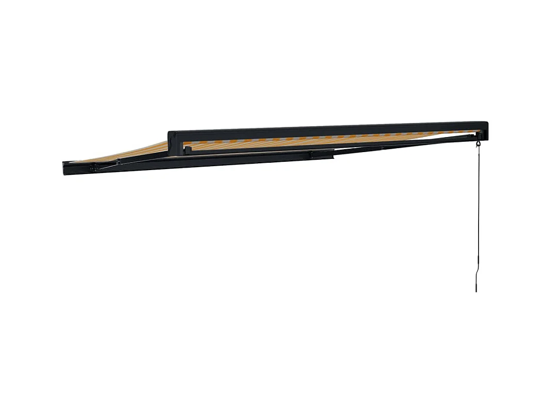 Markise Einziehbar Gelb und Weiß 3x2,5 m Stoff und Aluminium