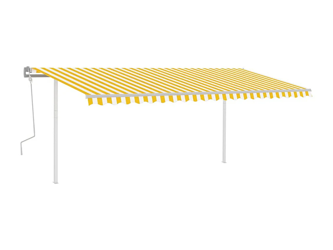 Toldo retrátil manual com luzes LED 5x3,5 m amarelo e branco