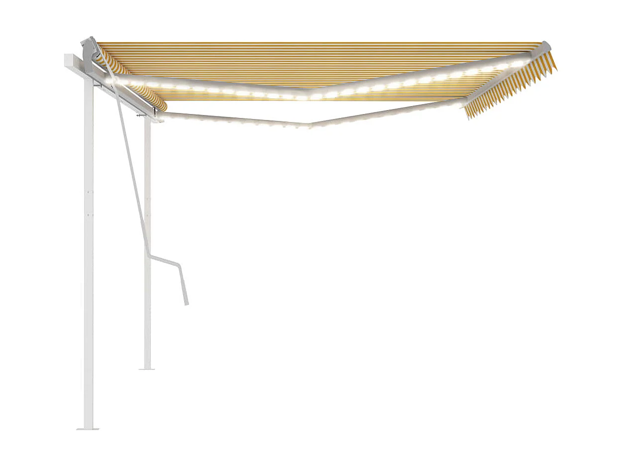 Toldo retrátil manual com luzes LED 5x3,5 m amarelo e branco