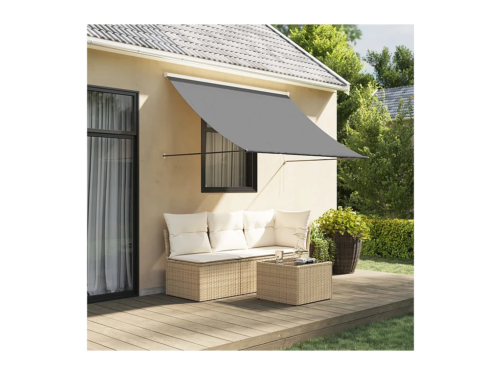 Auvent rétractable anthracite 250x150 m tissu et acier