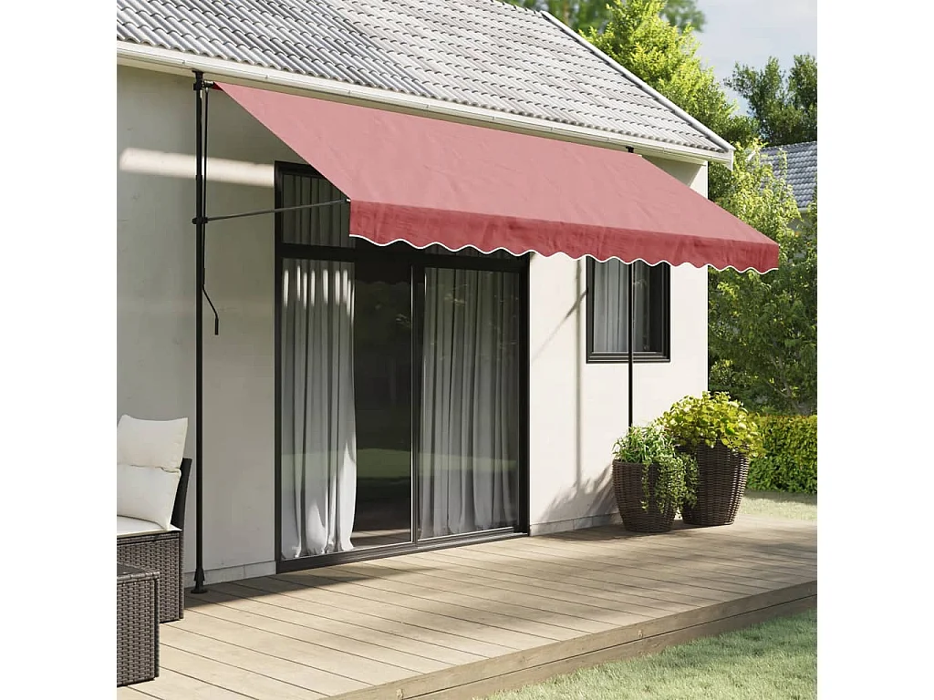 Tissu de remplacement de cantonnière d’auvent rayure bordeaux