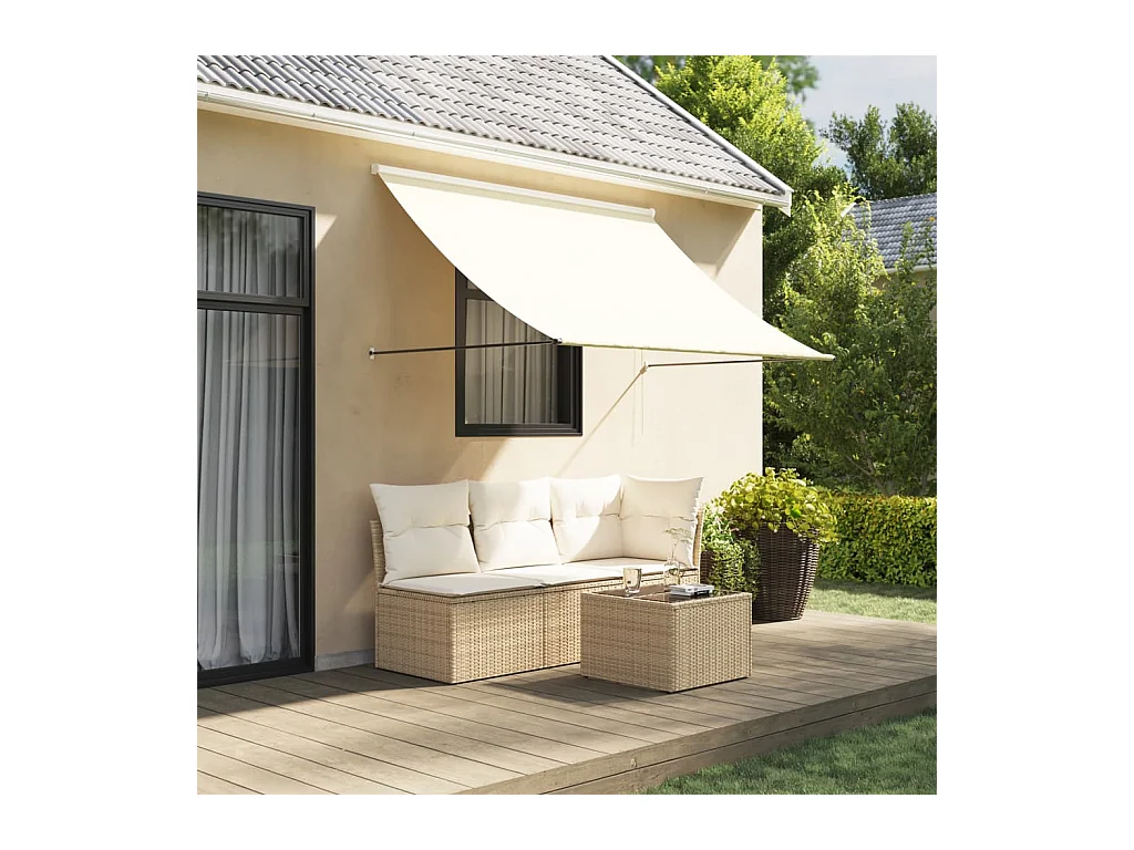 Auvent rétractable crème 250x150 m tissu et acier