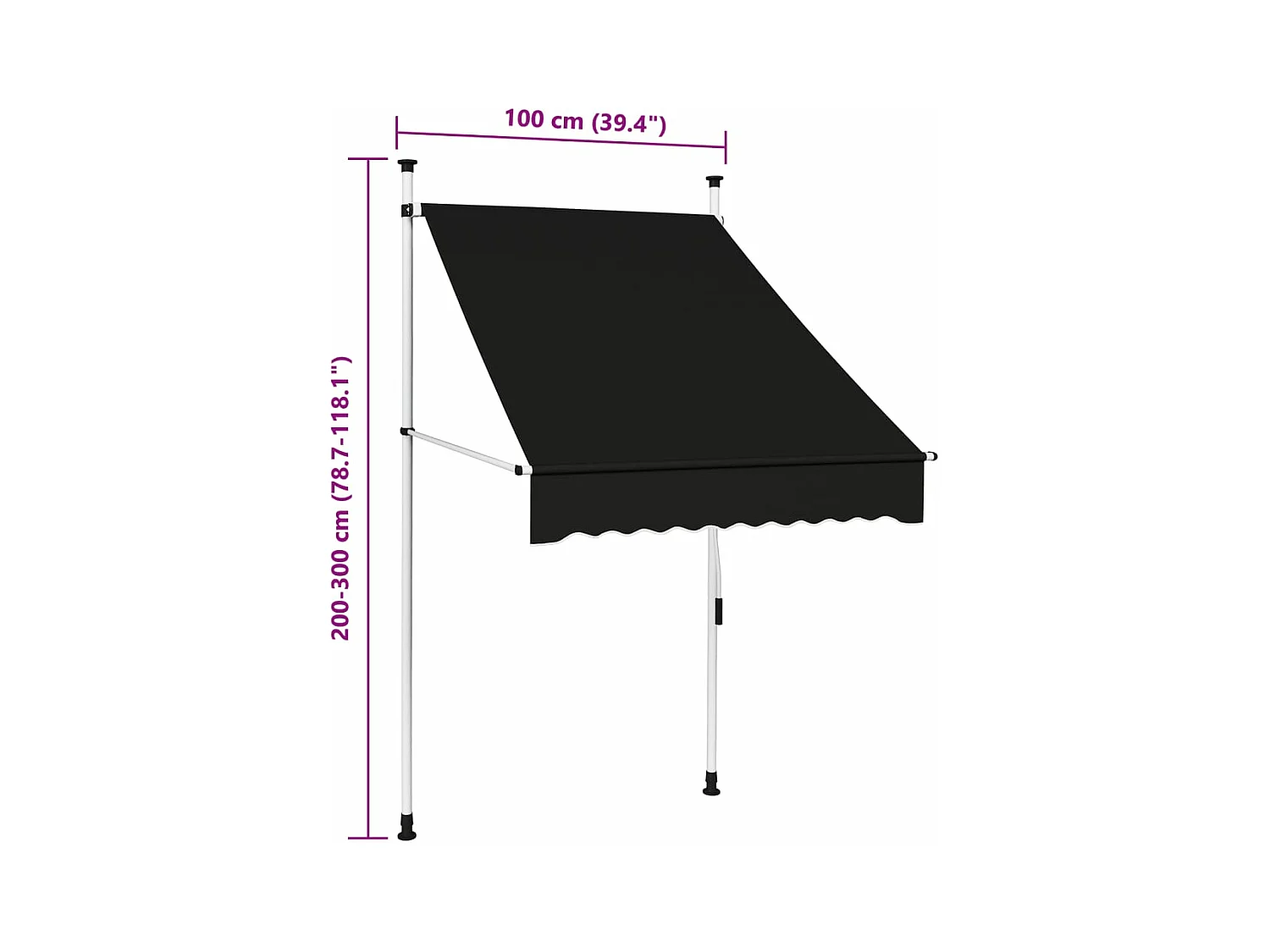 Toldo retrátil manual 100 cm antracite