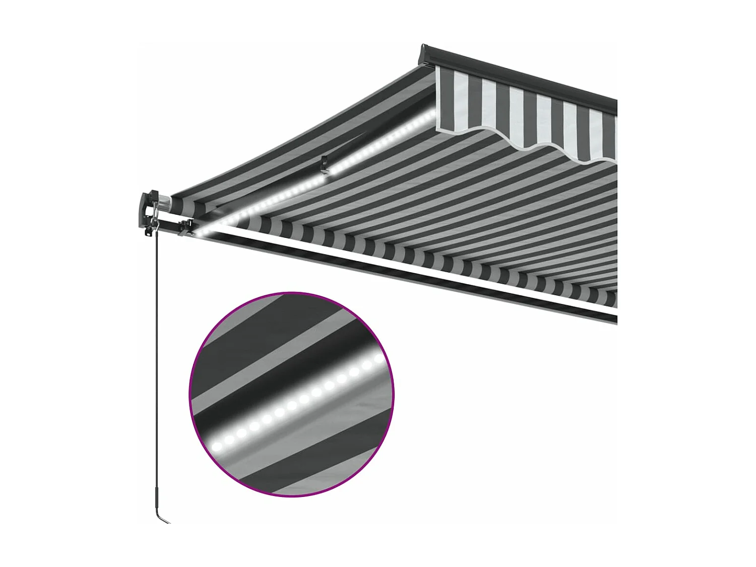 Auvent manuel rétractable avec LED anthracite blanc 450x300 cm