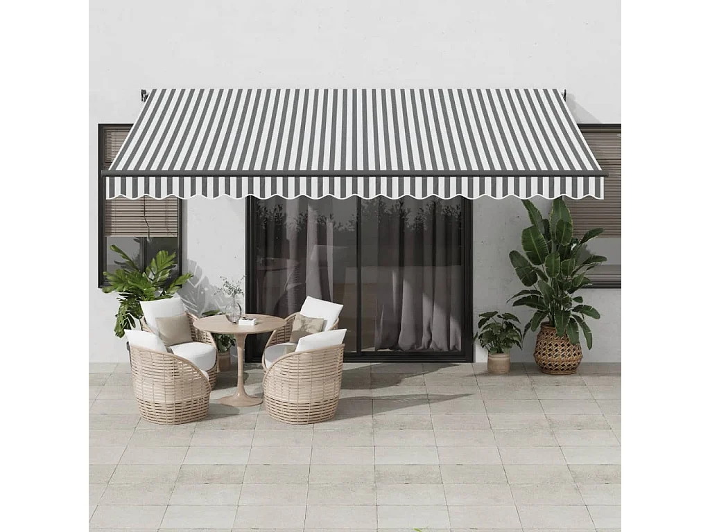 Auvent manuel rétractable avec LED anthracite blanc 450x300 cm