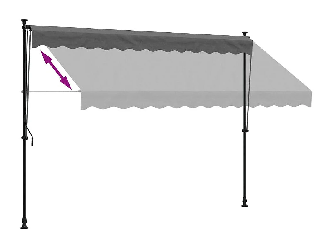 Auvent rétractable anthracite 300x150 m tissu et acier