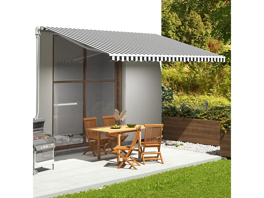 Tissu de remplacement pour auvent Anthracite et blanc 5x3 m