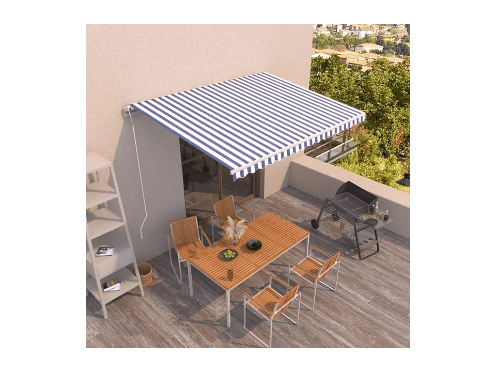 Auvent rétractable automatique 450x350 cm Bleu et blanc