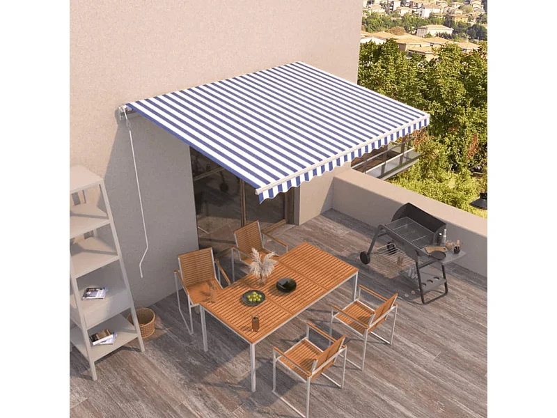 Auvent rétractable automatique 450x350 cm Bleu et blanc