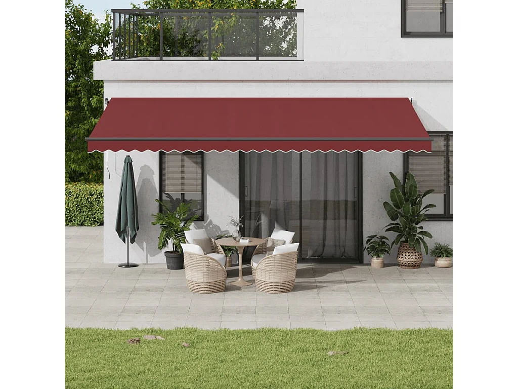 Auvent rétractable automatique avec LED bordeaux 600x300 cm