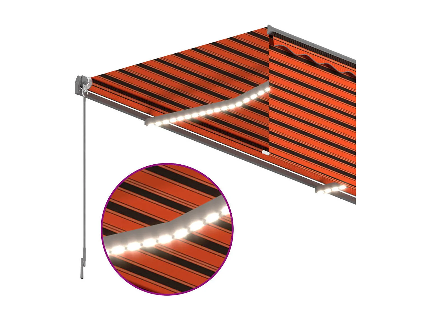 Toldo retrátil manual com estore/LED 4,5x3 m laranja/castanho