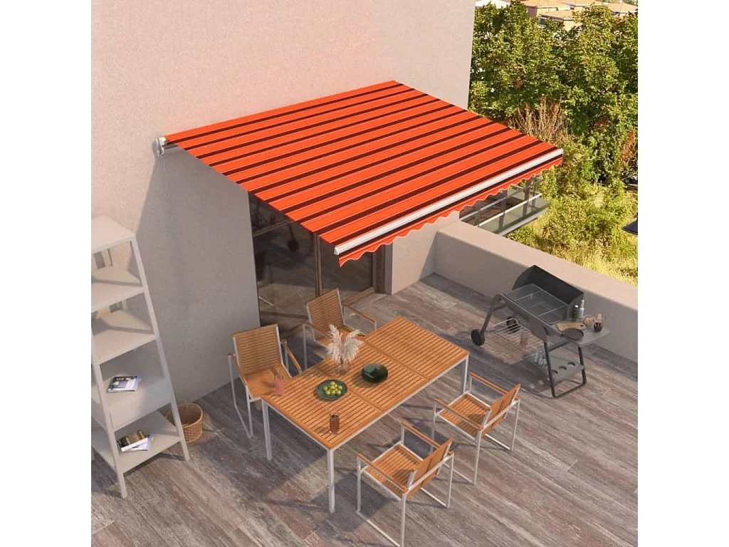Tenda da Sole Manuale Retrattile 400x350 cm Arancione e Marrone