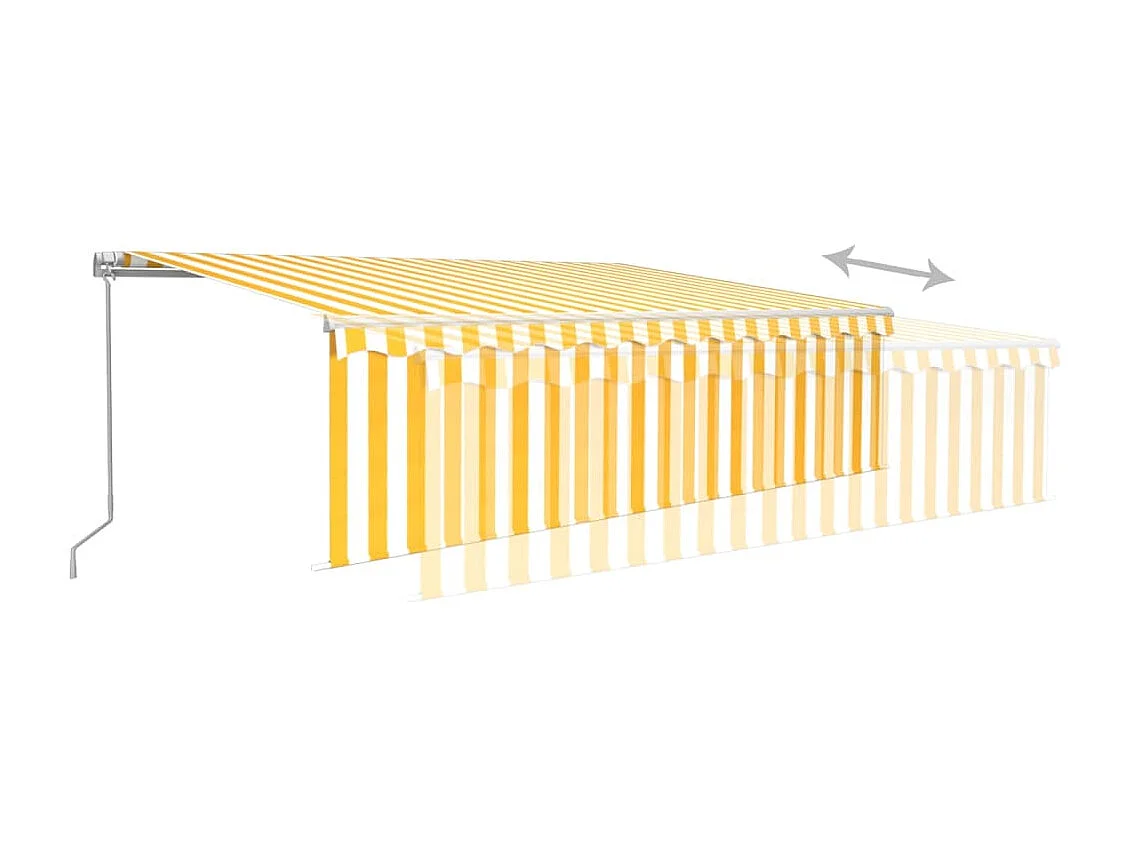 Toldo retráctil manual persiana y LED amarillo y blanco 5x3 m