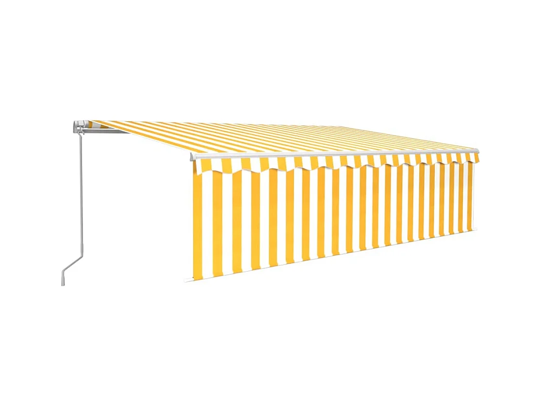 Auvent rétractable manuel avec store LED 5x3 m Jaune et blanc