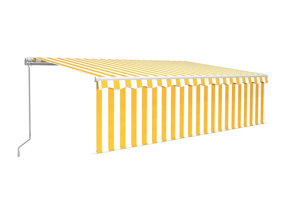 Auvent rétractable manuel avec store LED 5x3 m Jaune et blanc