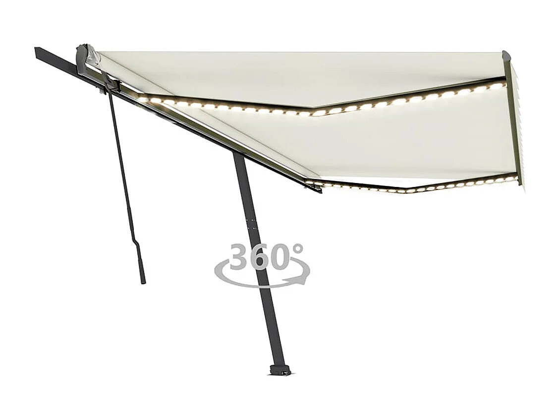 Markise Manuell Einziehbar mit LED 500x350 cm Creme